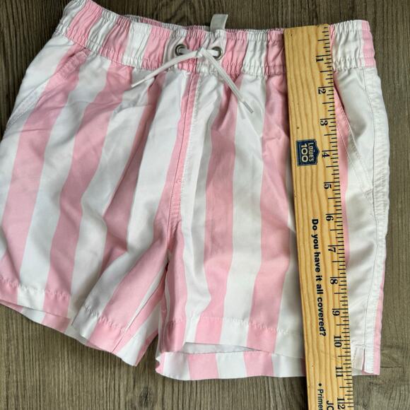 Janie & Jack Swim Boys Size 6 Striped White Pink Drawstring Pockets Summer Pool - Picture 9 of 12